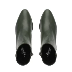 Megan Green Leather Ankle Boots