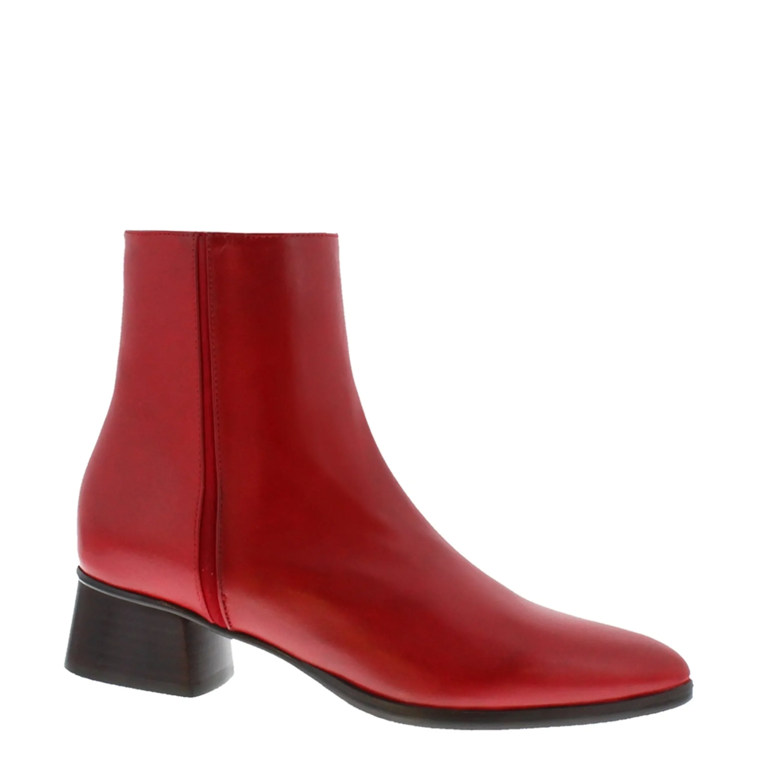 Megan Red Leather Ankle Boots