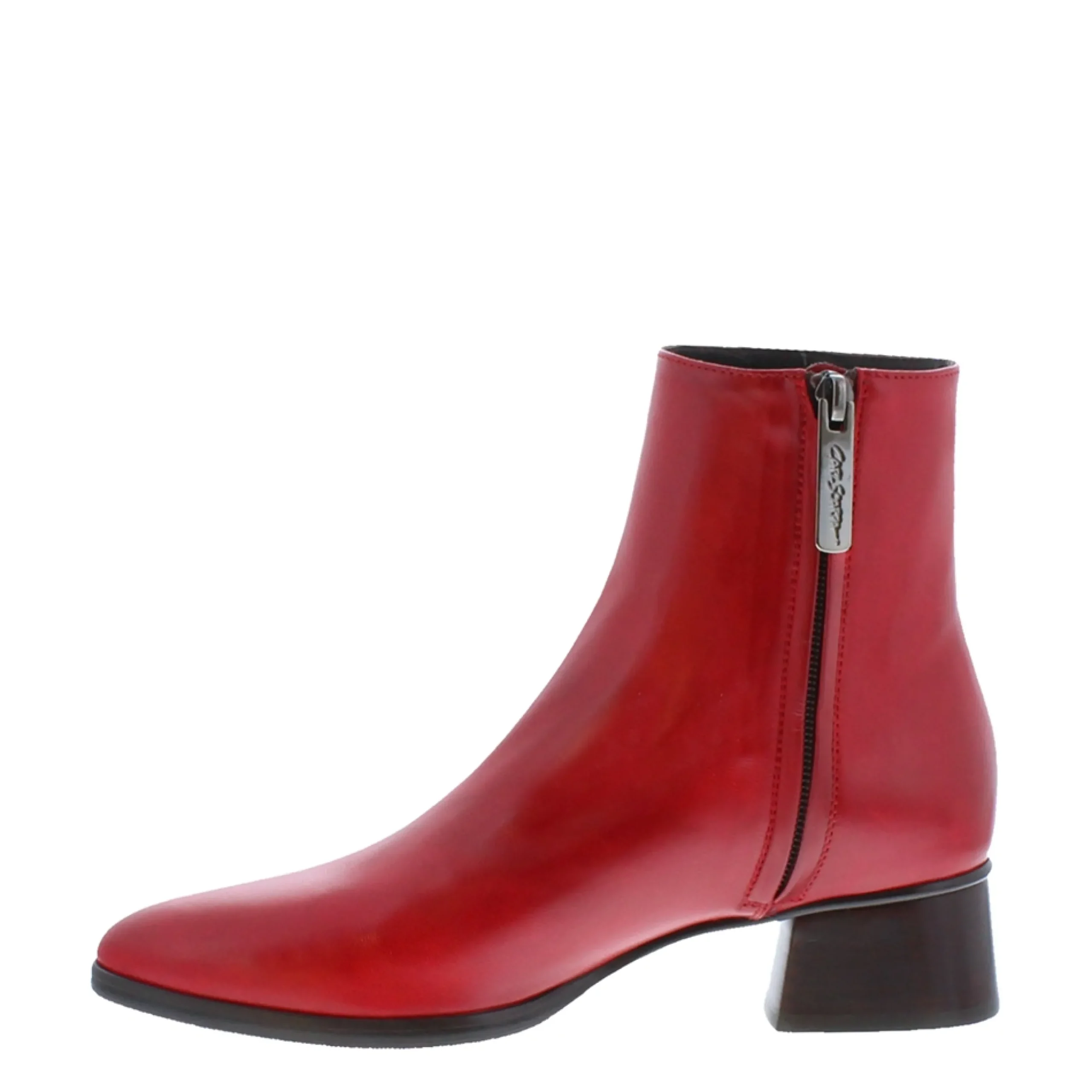Megan Red Leather Ankle Boots