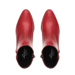 Megan Red Leather Ankle Boots