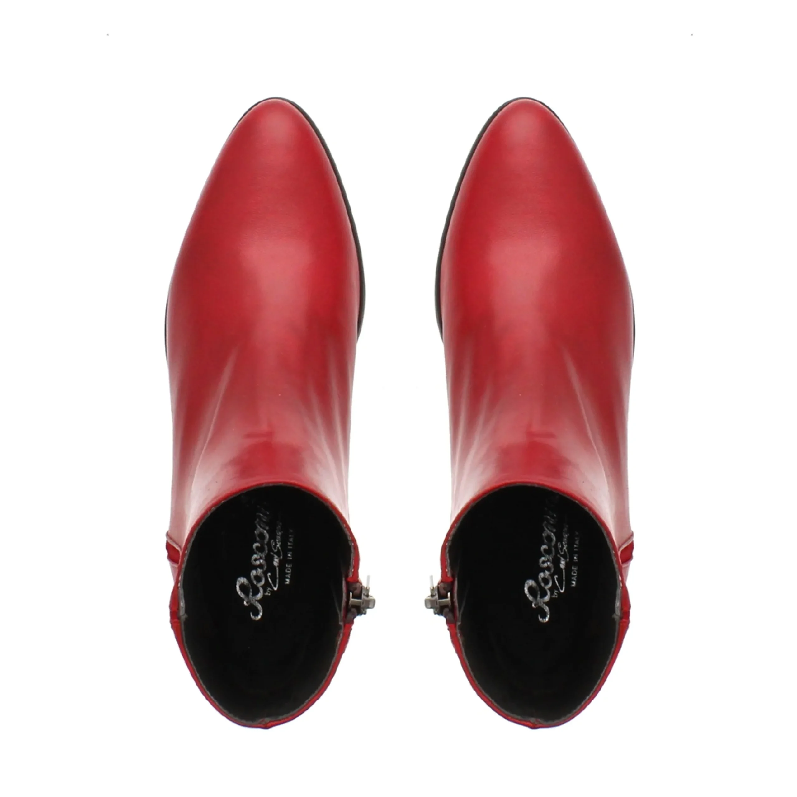 Megan Red Leather Ankle Boots