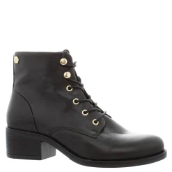 Ocean Black Leather Lace Up Ankle Boots