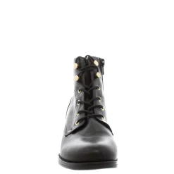 Ocean Black Leather Lace Up Ankle Boots