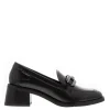 Piacenza Black Leather Block Heel Loafers