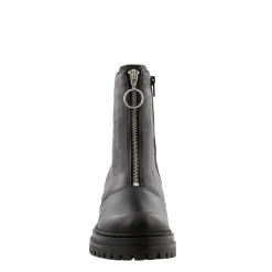 Savita Black Leather Zip-Up Ankle Boots
