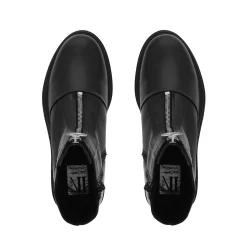 Savita Black Leather Zip-Up Ankle Boots