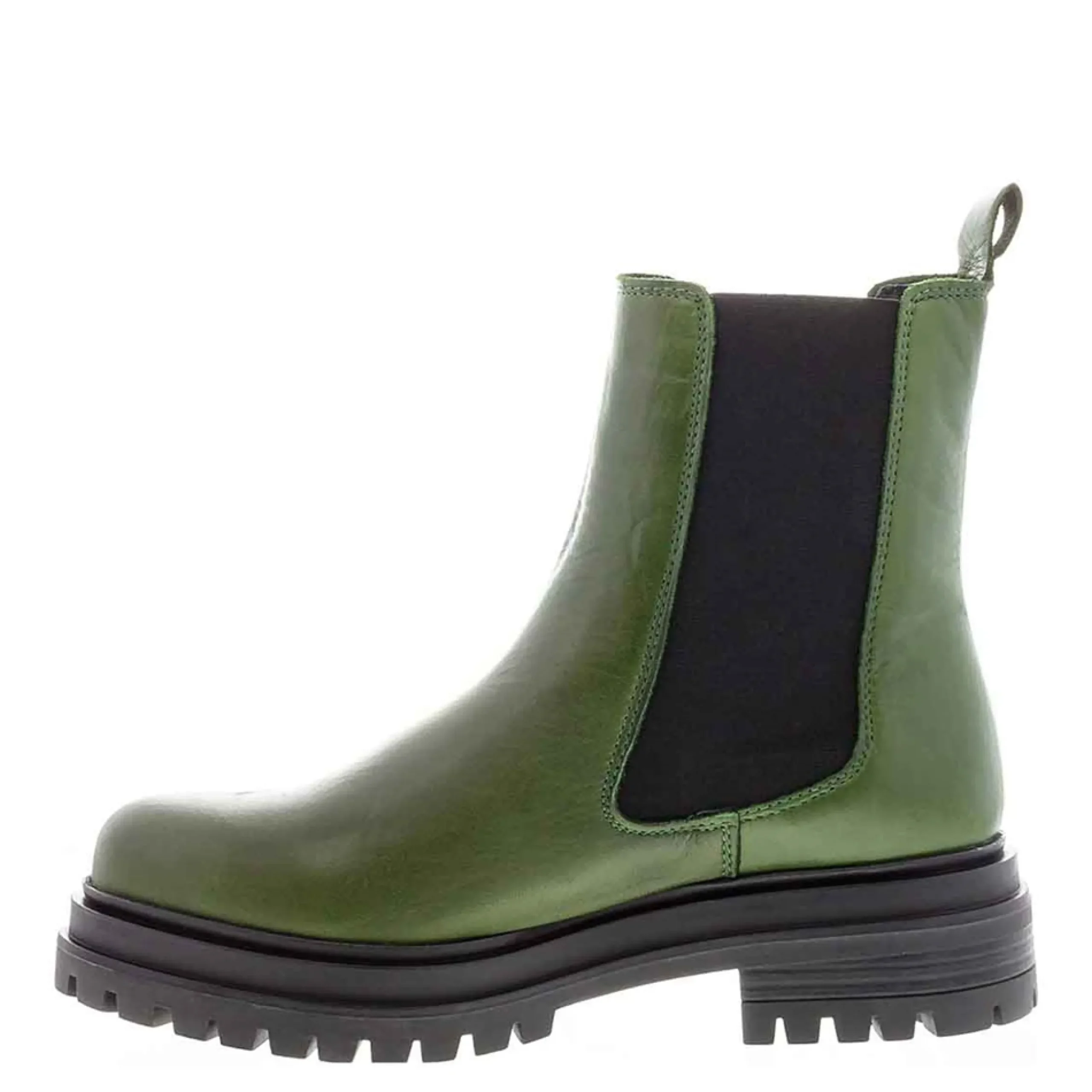 Selessia Green Leather Chelsea Boots