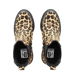 Wild Leopard Leather Chunky Heel Ankle Boots